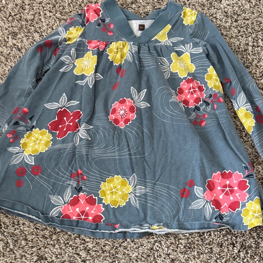 Tea Collection Blue Floral Kids Blouse